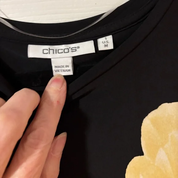 Chico's Flare Long Sleeve Black Floral Pattern Maxi Dress - Picture 2 of 14